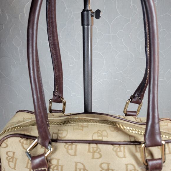 Dooney & Bourke Womens Monogram Bag Brown Signature Canvas Leather Trim Y2K - Picture 5 of 16